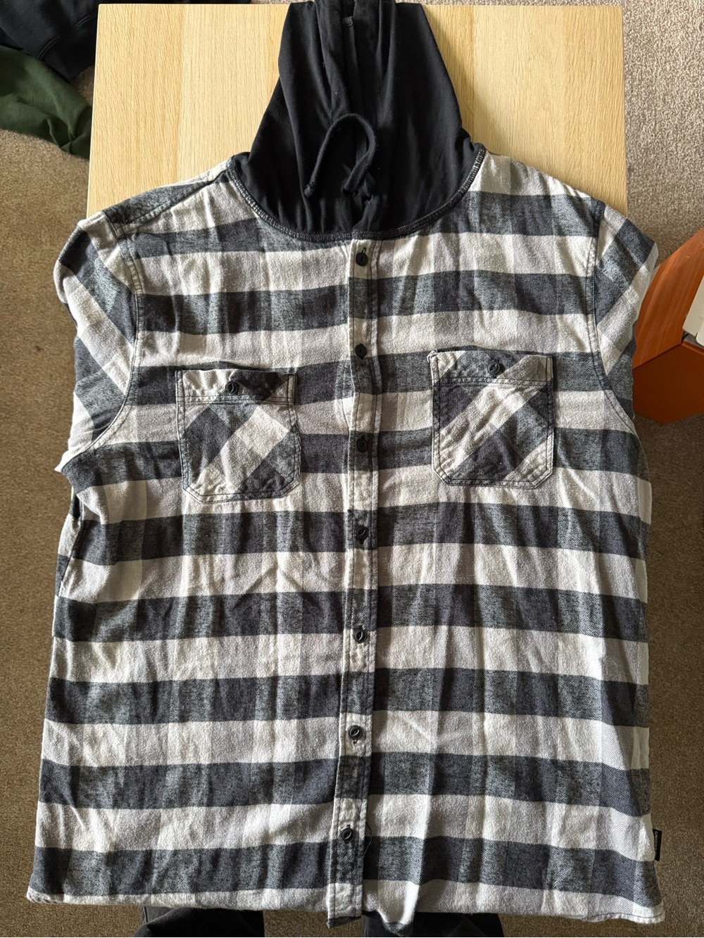 Unionbay Black & White Plaid Hooded Button-Front Shirt